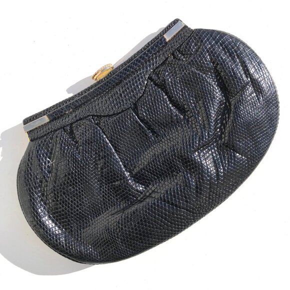 Parri Firenze clutch evening bag black snake embossed crossbody bag vintage prom